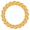 Round laurel leaves frame. Golden circular wreath