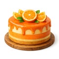 Round And Layered Orange Cake with Glossy Orange Icing Drips And Garnished Royalty Free Stock Photo