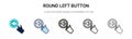 Round left button icon in filled, thin line, outline and stroke style. Vector illustration of two colored and black round left