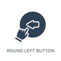 round left button icon in trendy design style. round left button icon isolated on white background. round left button vector icon