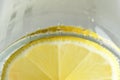 Round lemon slice in slaked soda water Royalty Free Stock Photo