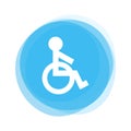 White Wheelchair on blue Button