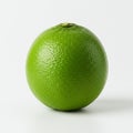 A round lime with a vibrant green color and a textured, dimpled surface. The fruit is set Royalty Free Stock Photo