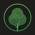 Line art sign of circles neon green abstract tree