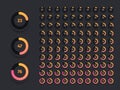 Round loading indicator. Circular user interface elements for progress bar, circle percent indicator and download symbol