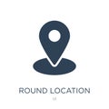 round location indicator icon in trendy design style. round location indicator icon isolated on white background. round location