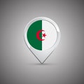 Round location pin with flag of Algeria Royalty Free Stock Photo