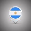 Round location pin with flag of Argentina