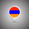 Round location pin with flag of Armenia