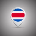Round location pin with flag of Costa rica
