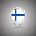 Round location pin with flag of Finland