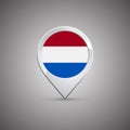 Round location pin with flag of Netherlands Royalty Free Stock Photo