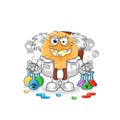Round log mad scientist illustration. character vector Royalty Free Stock Photo