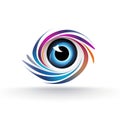 round logo symbol emblem with color eye on a white background for an ophthalmology clinic. Optical vision look concept