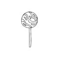 Round lollipop.hand drawn vector illustration.doodles cartoon s