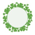 Round Luck frame of clover leaf. Happy St.Patrick`s Day. Vector in flat style Royalty Free Stock Photo