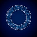 Round luminescent blue circuit board with electronic components