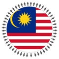 Round Malaysian flag with people