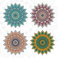 Round mandala background with various colour combinations.