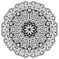 Round mandala. Black and white.