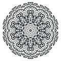 Round mandala. Black and white.