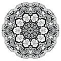 Round mandala. Black and white.