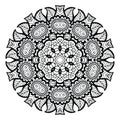 Round mandala. Black and white.