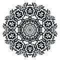 Round mandala. Black and white.