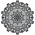 Round mandala. Black and white.