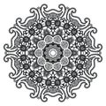 Round mandala. Black and white.