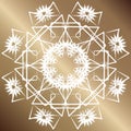 Round mandala, white pattern on a golden background Royalty Free Stock Photo