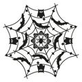 Round Mandala Halloween black template, isolated illustration on white