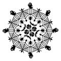 Round Mandala Halloween black template, isolated illustration on white