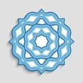 Round mandala ornament with wavy lines