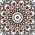 Round mandala pattern in glass vitrage style mosaic kaleidoscope