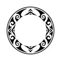 Round Maori geometrical round border frame design.