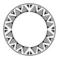 Round Maori geometrical round border frame design.