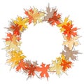 Round maple leaf autumn frame Royalty Free Stock Photo