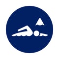 Round Marathon Swimming pictogram, new sport icon in blue circle