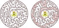 round maze. Game for kids. Children s puzzle. Many entrances, one exit. Labyrinth conundrum.