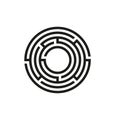 Round maze icon. Concept art. Round shape. Vector illustration. Stock image. Royalty Free Stock Photo