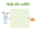 Round maze riddle game, find way your path. Help the rabbit Royalty Free Stock Photo