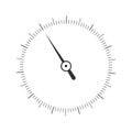 Round measuring scale with arrow. 360 degreetemplate of manometer, barometer, compass, navigation or level meter tool Royalty Free Stock Photo