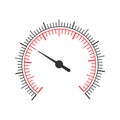 Round measuring scale with arrow. Graphic template for speedometer, pressure meter, gas regulator, fuel level gauge tool Royalty Free Stock Photo