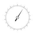 Round measuring scale with arrow. Template of barometer, compass, manometer, navigation or level meter tool dashboard Royalty Free Stock Photo