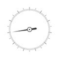 Round measuring scale with arrow. Template of barometer, compass, protractor, circular ruler tool interface isolated on