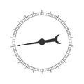 Round measuring scale with rotating arrow. 360 degree template of barometer, compass, circular ruler tool Royalty Free Stock Photo