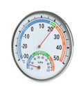 Round mechanical hygrometer isolated on white. Meteorological tool Royalty Free Stock Photo