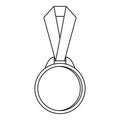 Round medal with ribbon icon, outline style