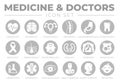 Round Medicine and Healthcare Icon Set of Cardiology, Neurology, Gynecology, Orthopedy, Gastroenterology, Stomatology,Oncology,